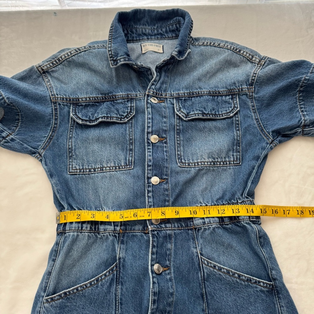 Free People We The Free Marci Denim Jumpsuit in High Noon Size Small - Picture 14 of 15